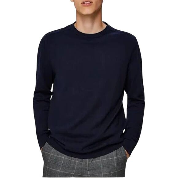 SELECTED / HOMME Other - SELECTED‎ / HOMME LONG SLEEVE KNIT CREWNECK SHIRT IN DARK SAPPHIRE NWT MEN'S XL